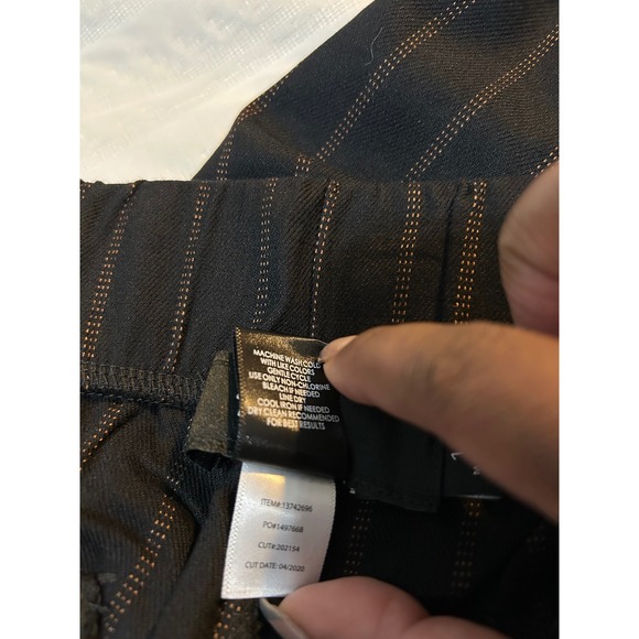 Torrid Women's 1X Black Pinstripe Ryn Twill Straight Leg Pants with Drawstring - Picture 7 of 8